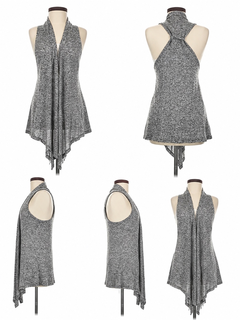 Heather Gray Sleeveless Drape Tunic Kimono